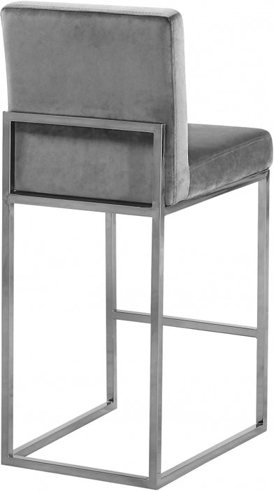 Meridian Furniture - Giselle Velvet Counter Stool Set of 2 in Grey - 782Grey-C