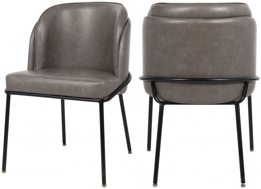 Meridian Furniture - Jagger Faux Leather Dining Chair in Grey (Set of 2) - 883Grey-C - GreatFurnitureDeal