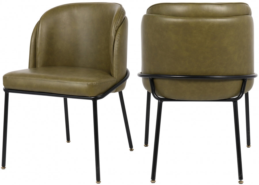 Meridian Furniture - Jagger Faux Leather Dining Chair in Olive (Set of 2) - 883Olive-C - GreatFurnitureDeal