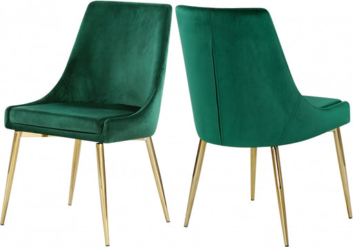 Meridian Furniture - Karina Velvet Dining Chair Set of 2 in Green - 783Green-C - GreatFurnitureDeal