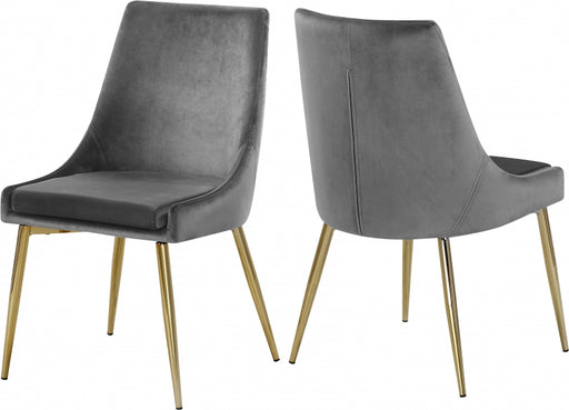 Meridian Furniture - Karina Velvet Dining Chair Set of 2 in Grey - 783Grey-C - GreatFurnitureDeal