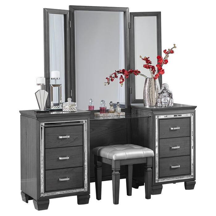 Homelegance - Allura Vanity Dresser with Mirror in Grey -1916GY-15-14 - GreatFurnitureDeal