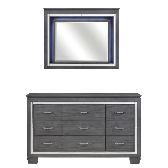 Homelegance - Allura Dresser with Mirror in Grey -1916GY-5-6 - GreatFurnitureDeal
