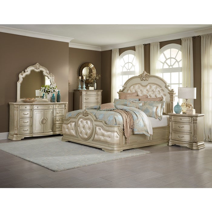 Homelegance - Antoinetta Champagne 5 Piece Queen Bedroom Set - 1919NC-1-5 - GreatFurnitureDeal