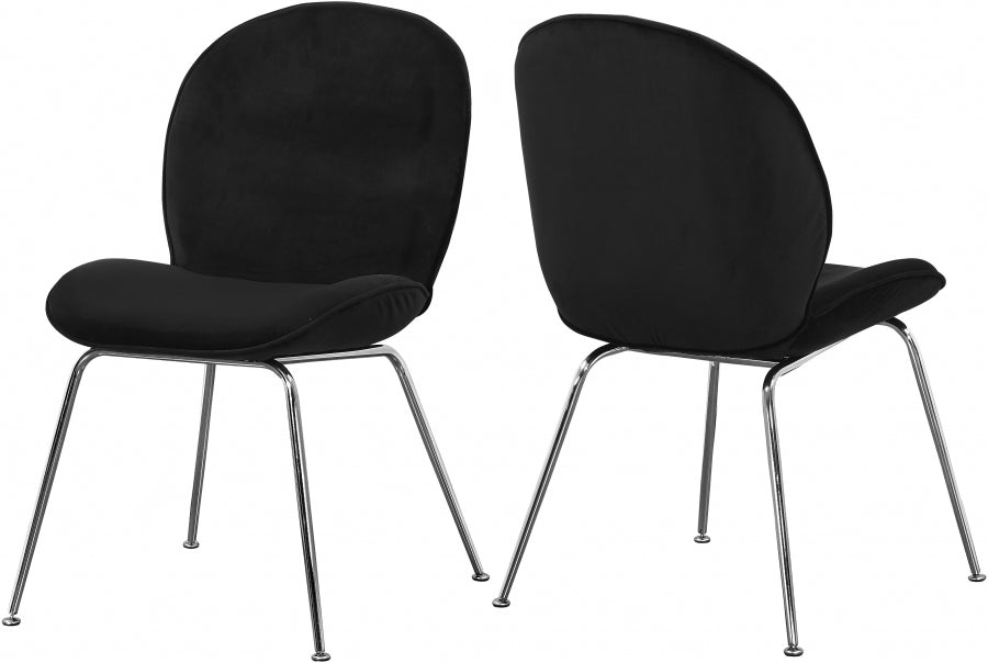 Meridian Furniture - Paris Velvet Dining Chair Set of 2 in Black - 786Black-C - GreatFurnitureDeal