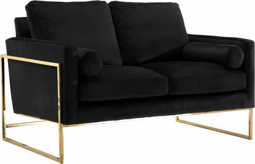 Meridian Furniture - Mila Velvet Loveseat in Black - 678Black-L - GreatFurnitureDeal