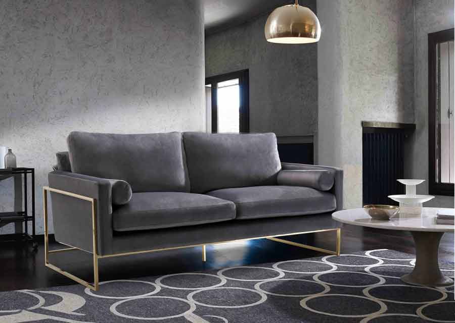 Meridian Furniture - Mila Velvet Sofa in Grey - 678Grey-S - GreatFurnitureDeal