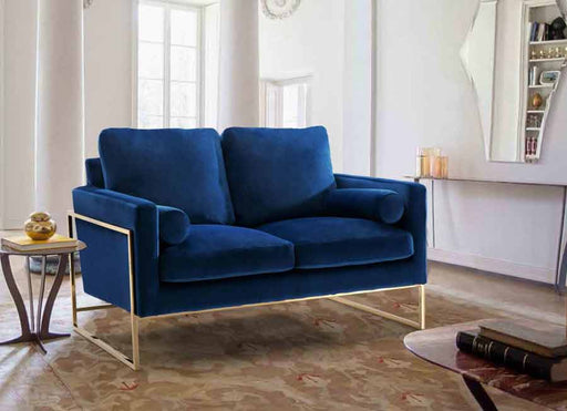 Meridian Furniture - Mila Velvet Loveseat in Navy - 678Navy-L - GreatFurnitureDeal
