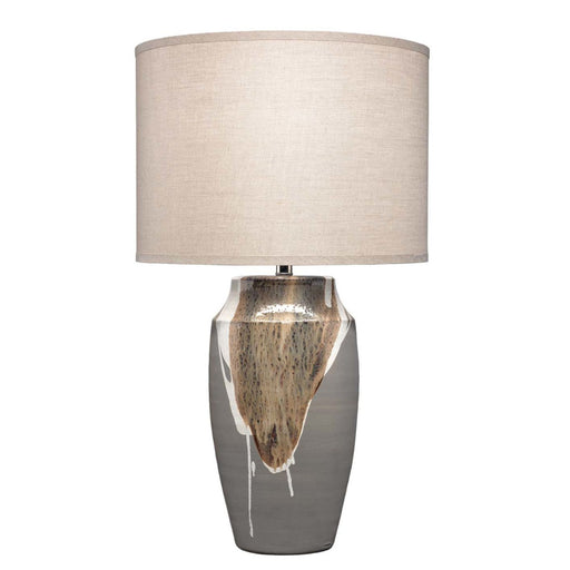 Jamie Young Company - Landslide Table Lamp in Matte Grey Ceramic w- Beige & White Drip - 9LANDTLGREY - GreatFurnitureDeal