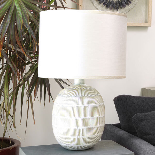 Jamie Young Company - Prairie Table Lamp in Beige & Off White Patterned Ceramic - 9PRAIRIEBEOW - GreatFurnitureDeal