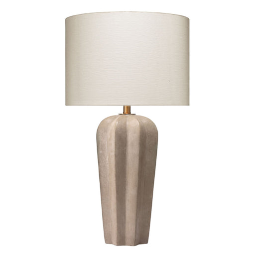 Jamie Young Company - Regal Table Lamp in Grey Cement with Drum Shade in Off White Linen - 9REGALTLGR - GreatFurnitureDeal