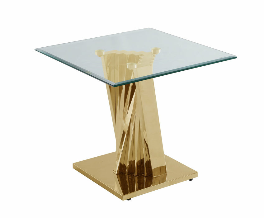 Mariano Furniture - Glass End Table with Stainless Steel Gold Base - BQ-CT05