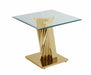 Mariano Furniture - Glass End Table with Stainless Steel Gold Base - BQ-CT05 - GreatFurnitureDeal