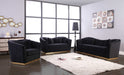 Meridian Furniture - Arabella Velvet Sofa in Black - 617Black-S - GreatFurnitureDeal
