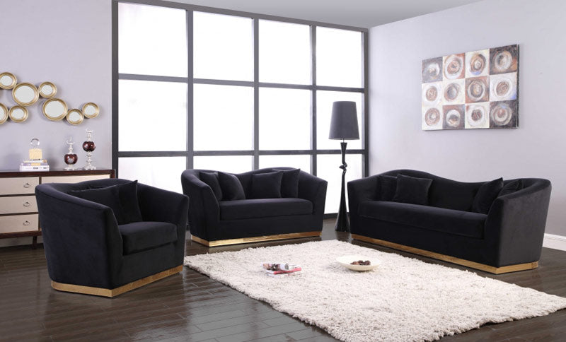 Meridian Furniture - Arabella Velvet Loveseat in Black - 617Black-L - GreatFurnitureDeal