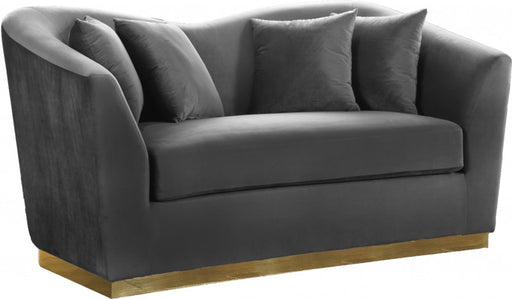 Meridian Furniture - Arabella Velvet Loveseat in Grey - 617Grey-L - GreatFurnitureDeal