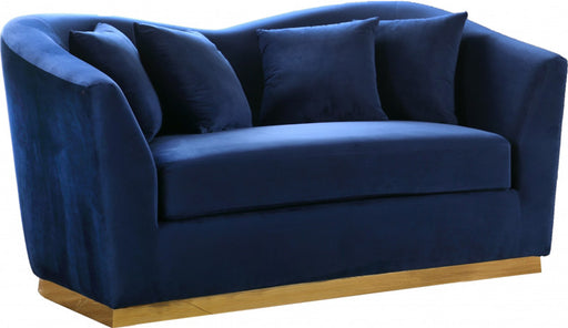 Meridian Furniture - Arabella Velvet Loveseat in Navy - 617Navy-L - GreatFurnitureDeal