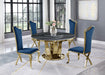Mariano Furniture - 5 Piece Dining Room Set 4 Navy Blue Velvet Rear X-Leg Chairs, Table Base and Chairs in Gold - BQ-D10L-4SC112 - GreatFurnitureDeal