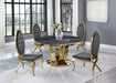 Mariano Furniture - 5 Piece Dining Room Set 4 Dark Grey Velvet Faux-Crystal Chairs, Table and Chair Base in Gold - BQ-D10L-4SC56 - GreatFurnitureDeal