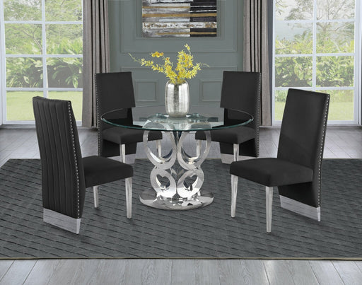Mariano Furniture - 5 Piece Dining Room Set in Silver and Black - BQ-D17-4SC166 - GreatFurnitureDeal