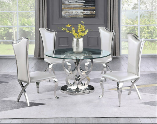 Mariano Furniture - 5 Piece Dining Room Set in Silver and White - BQ-D17-4SC34 - GreatFurnitureDeal