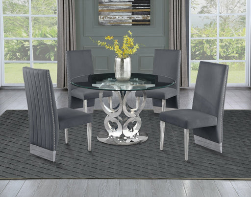 Mariano Furniture - 5 Piece Dining Room Set in Silver and Dark Gray - BQ-D17-4SC164 - GreatFurnitureDeal