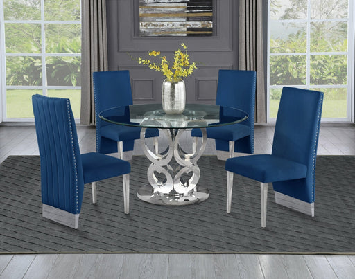 Mariano Furniture - 5 Piece Dining Room Set in Navy Blue - BQ-D17-4SC165 - GreatFurnitureDeal