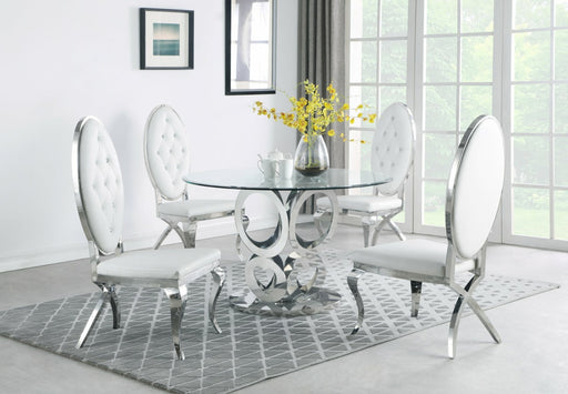 Mariano Furniture - 5 Piece Dining Room Set in Silver and White - BQ-D17-4SC60 - GreatFurnitureDeal