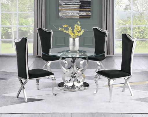 Mariano Furniture - 5 Piece Dining Room Set in Silver and Black - BQ-D17-4D14C - GreatFurnitureDeal
