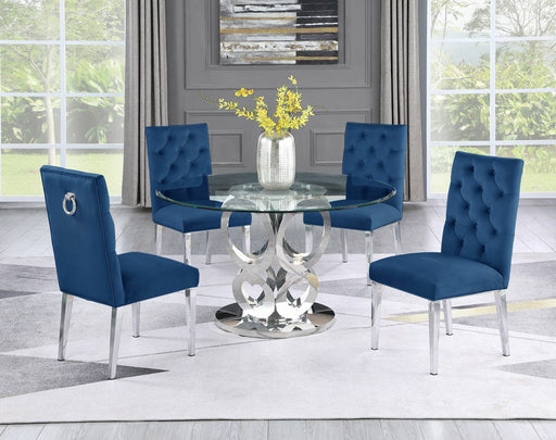 Mariano Furniture - 5 Piece Dining Room Set in Silver and Navy Blue - BQ-D17-4SC69 - GreatFurnitureDeal