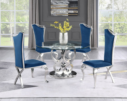 Mariano Furniture - 5 Piece Dining Room Set in Silver and Navy Blue - BQ-D17-4SC35 - GreatFurnitureDeal