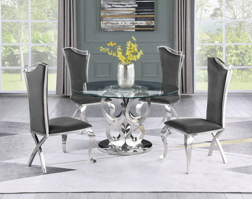 Mariano Furniture - 5 Piece Dining Room Set in Silver and Dark Gray - BQ-D17-4SC36 - GreatFurnitureDeal