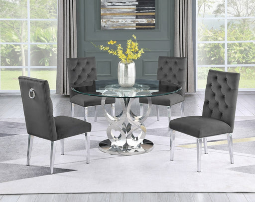 Mariano Furniture - 5 Piece Dining Room Set in Silver and Dark Gray - BQ-D17-4SC70 - GreatFurnitureDeal