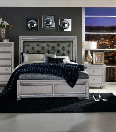 Homelegance - Bevelle 3 Piece California King Bedroom Set in Silver - 1958K-1CK-3SET - GreatFurnitureDeal