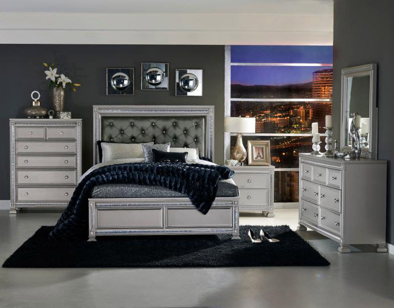 Homelegance - Bevelle 5 Piece Eastern King Bedroom Set in Silver - 1958K-1EK-5SET - GreatFurnitureDeal