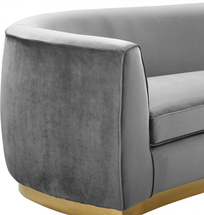 Meridian Furniture - Julian Velvet Loveseat in Grey - 620Grey-L - GreatFurnitureDeal