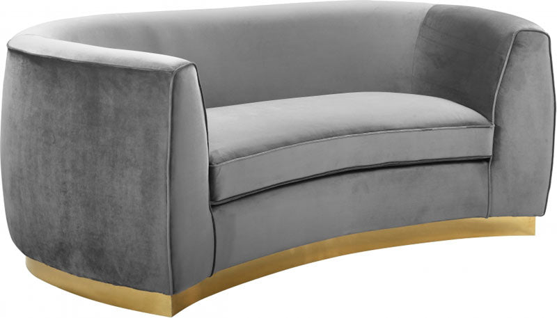 Meridian Furniture - Julian Velvet Loveseat in Grey - 620Grey-L - GreatFurnitureDeal