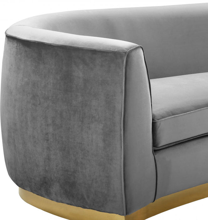 Meridian Furniture - Julian Velvet Sofa in Grey - 620Grey-S - GreatFurnitureDeal