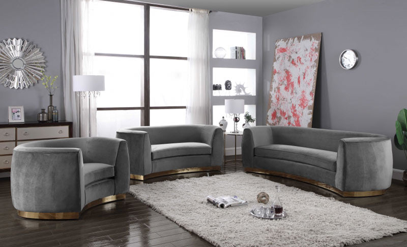 Meridian Furniture - Julian Velvet Loveseat in Grey - 620Grey-L - GreatFurnitureDeal