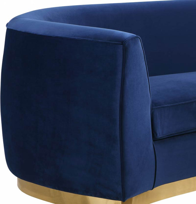 Meridian Furniture - Julian Velvet Loveseat in Navy - 620Navy-L - GreatFurnitureDeal