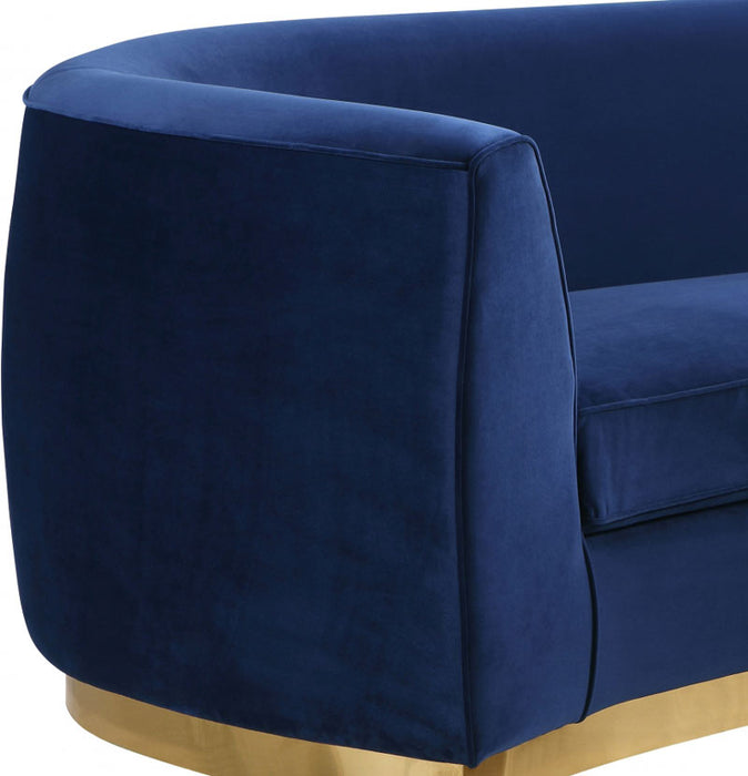 Meridian Furniture - Julian Velvet Sofa in Navy - 620Navy-S - GreatFurnitureDeal