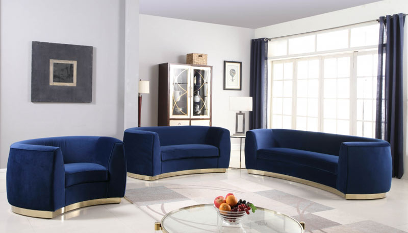 Meridian Furniture - Julian Velvet Chair in Navy - 620Navy-C - GreatFurnitureDeal