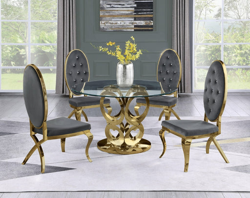 Mariano Furniture - 5 Piece Dining Room Set in Gold and Dark Gray - BQ-D18-4SC56 - GreatFurnitureDeal