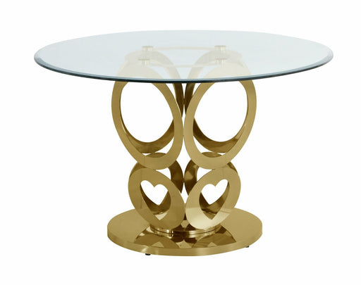 Mariano Furniture - Gold Dining Table with Glass Top - BQ-D18-DT - GreatFurnitureDeal