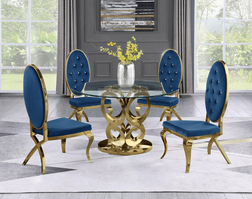 Mariano Furniture - 5 Piece Dining Room Set in Gold and Navy Blue - BQ-D18-4SC54 - GreatFurnitureDeal
