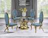 Mariano Furniture - 5 Piece Dining Room Set in Gold and Teal Blue - BQ-D18-4SC58 - GreatFurnitureDeal