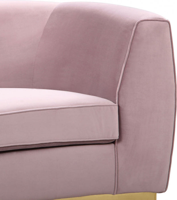 Meridian Furniture - Julian Velvet Loveseat in Pink - 620Pink-L - GreatFurnitureDeal
