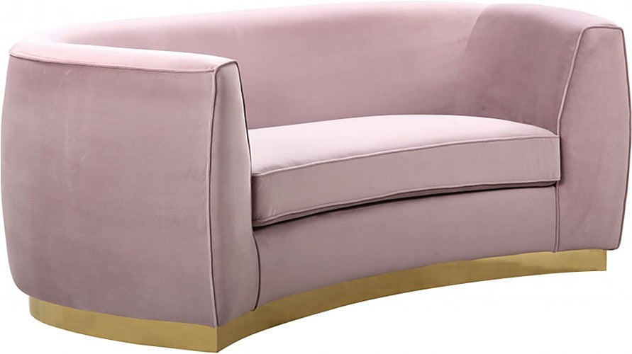 Meridian Furniture - Julian Velvet Loveseat in Pink - 620Pink-L - GreatFurnitureDeal
