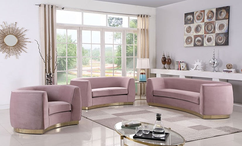 Meridian Furniture - Julian Velvet Chair in Pink - 620Pink-C - GreatFurnitureDeal