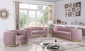 Meridian Furniture - Julian Velvet Loveseat in Pink - 620Pink-L - GreatFurnitureDeal